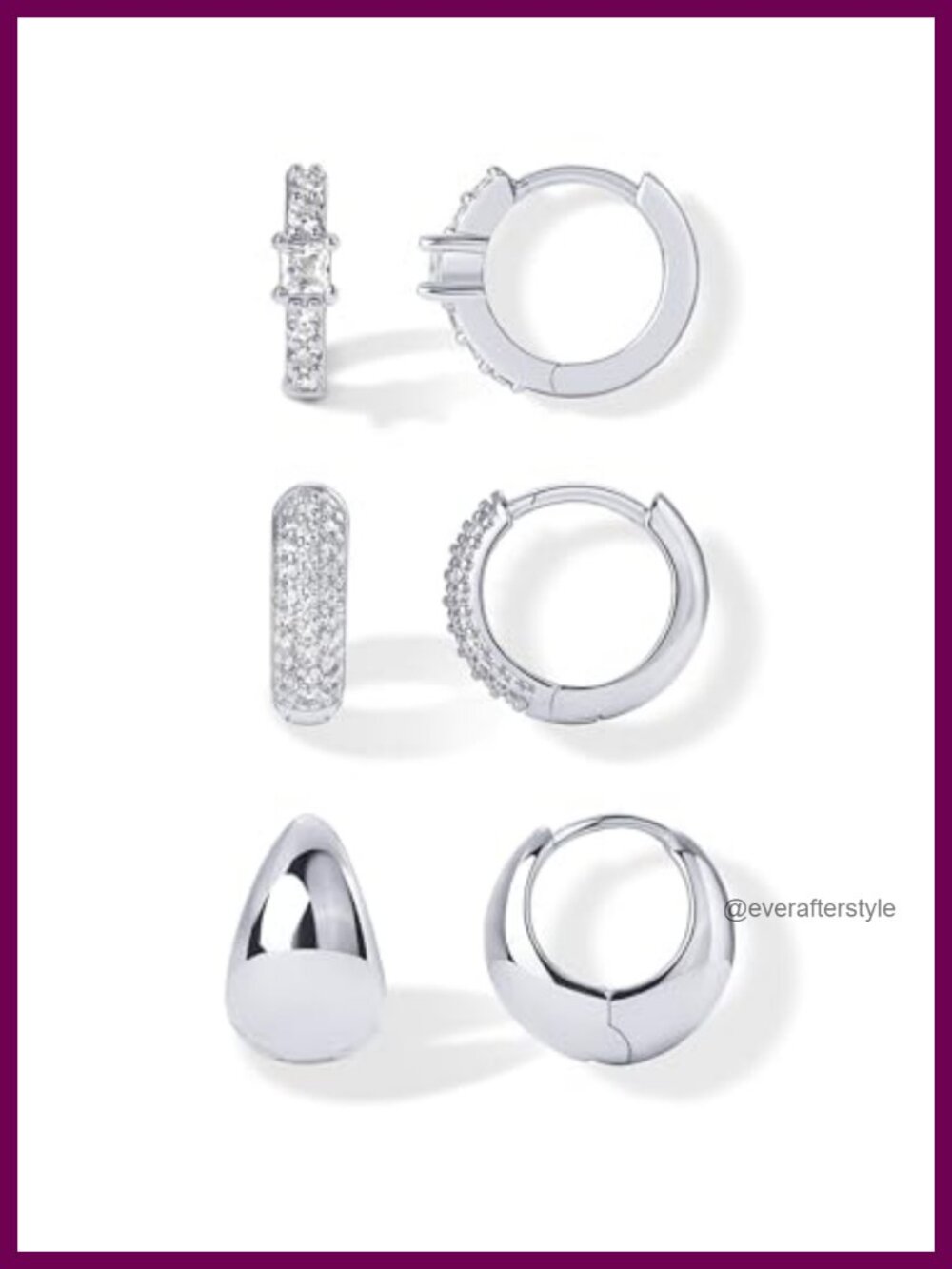 18K Gold Plated Huggie Hoop Earrings Set of 3 with CZ for Women